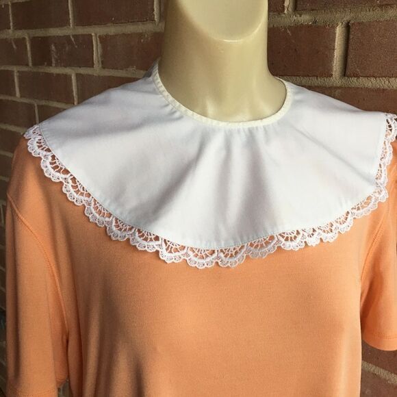 Vintage Handmade Cotton Lace Trim Eye Hook Closure Collar - Picture 8 of 8